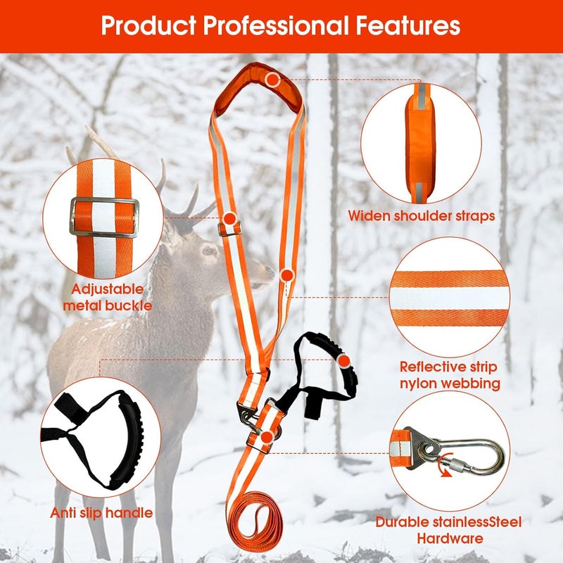 Vecacosic Deer Drag Strap and Harness Heavy Duty Safety Deer Dragging Rope Hunting Accessories for Hunters - Image 3